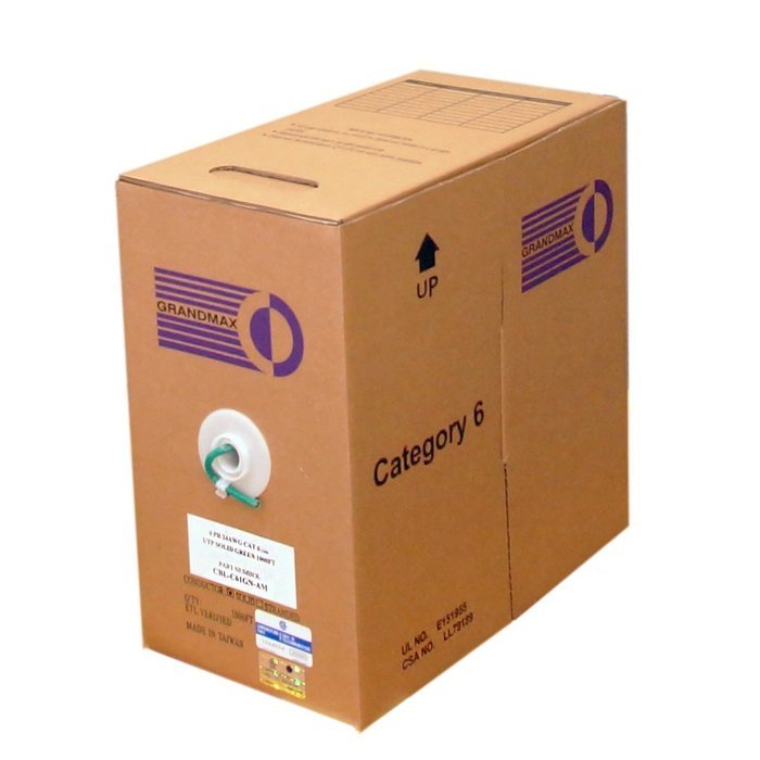 Grandmax CAT6 550MHz Shielded Solid Bulk Cable, 1000ft, STP Pull Box, CMR Rated, 100% Pure Copper, Multiple Colors... N56