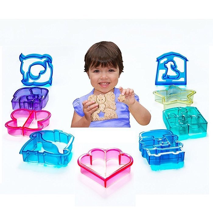 SASRL Sandwich and bread Cutter Shapes for Kids - Set of 9 Crust & Cookie Cutters - Dinosaurs, elephants, butterflies... N2