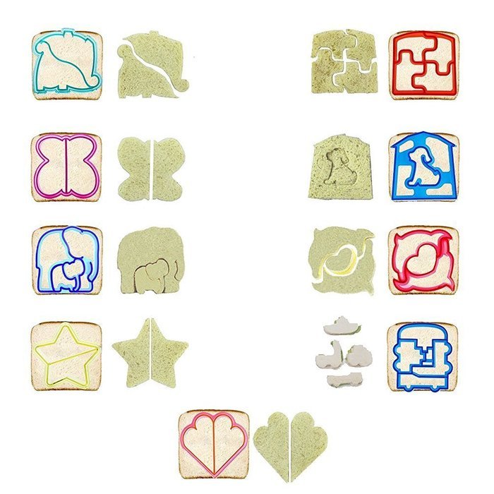 SASRL Sandwich and bread Cutter Shapes for Kids - Set of 9 Crust & Cookie Cutters - Dinosaurs, elephants, butterflies... N3