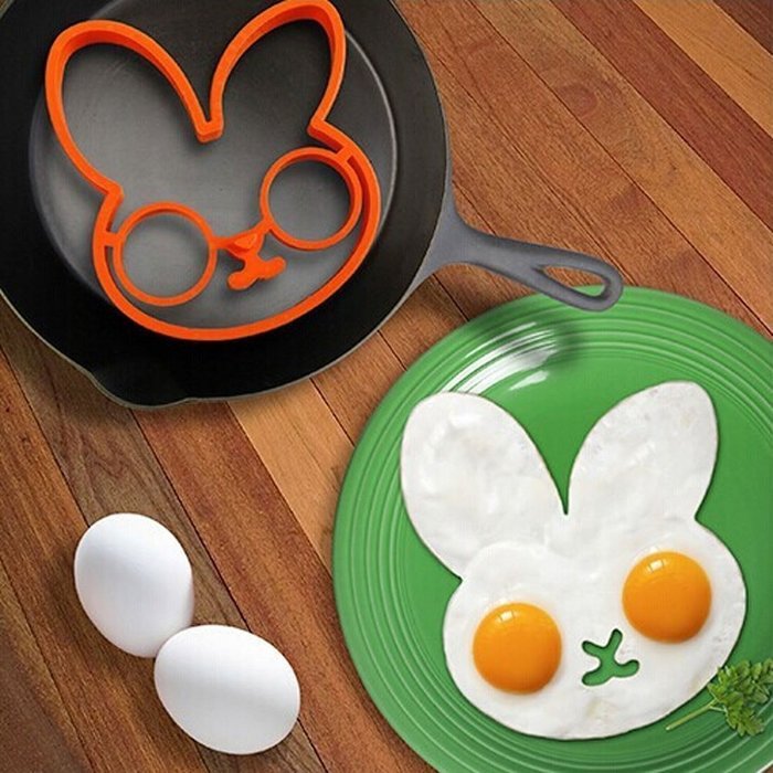 HomeyHouse&reg; Kitchen Cooking Tools Silicone Fried Egg Mold Ring, Purple Owl Shaped Egg Ring & Orange Rabbit Shaped... N6
