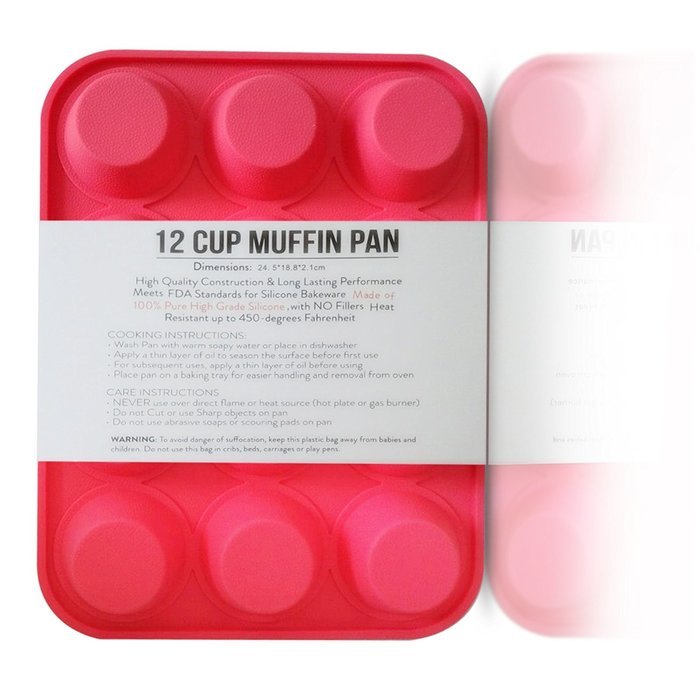Mini Silicone Muffin Pan 12 Cup Cupcake Baking Birthday Kitchen Bakeware N3