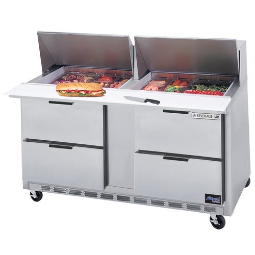 Beverage Air SPED60-18M-4 60" Refrigerated Mega Top Sandwich Prep Table