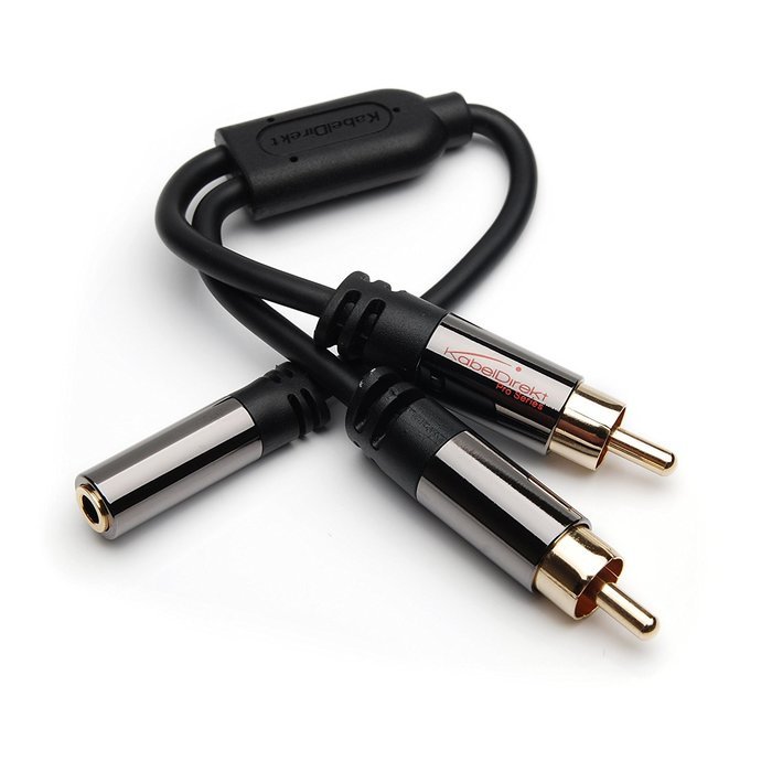 KabelDirekt (0,5 ft) Y Adapter ( 1 x 3.5mm female to 2 x RCA male) - PRO Series N11
