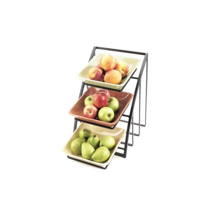 Cal-Mil 1750-13 Mission Square Bowl Display, 19" Length x 12" Width x 13.5" Height, Black