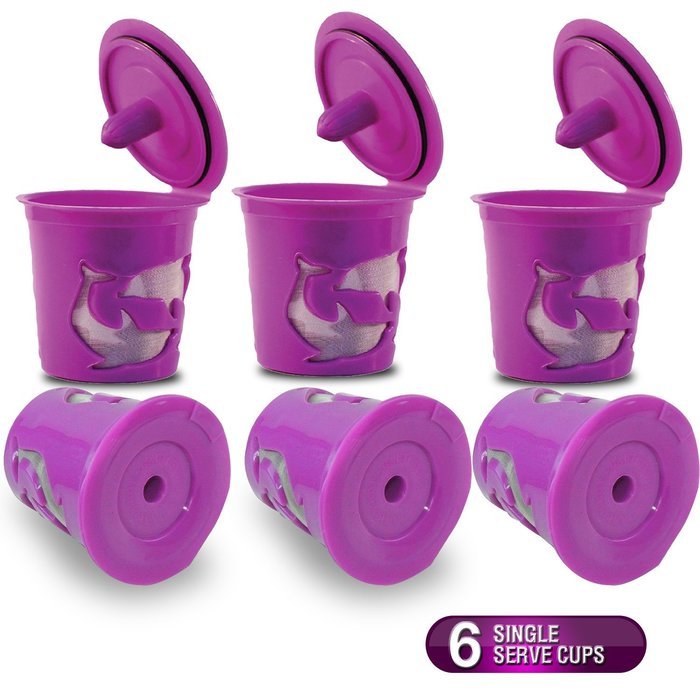 FROZ-CUP 2.0 - 6 Refillable/Reusable K Cups for Keurig 2.0 - K200, K300, K400, K500 Series and all 1.0 Brewers... N6