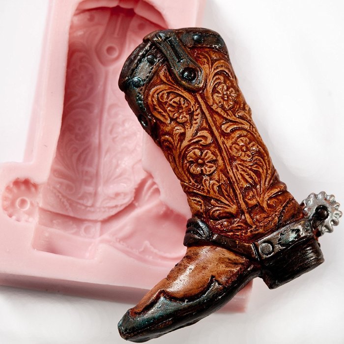 Cowboy Boot Silicone Mold Make Your Own Western Chocolate, Fondant, Candy, Soap, Resin, Clay, Wax, Flexible and... N3