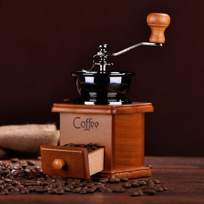 Solid Wood Handmade Coffee Machine, Vintage coffee grinder N8