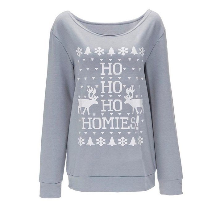 Xmas Pullover Shirt,Morecome Womens Christmas Printing Off Shoulder Sweatshirt (XL, Green) N19