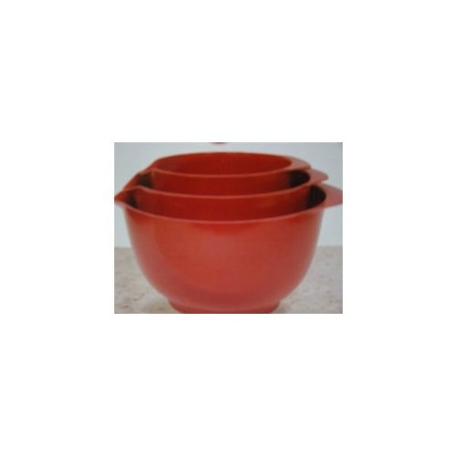 3Pcs Mixing Bowls with Spouts in Red