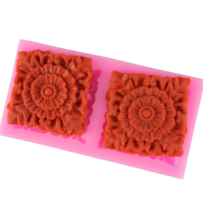 Mujiang Square Flower Silicone Cake Clay Sugar Candy Chocolate Fondant Molds N7