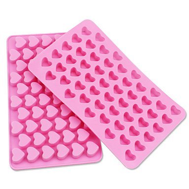 Sher 55 Cavity Heart Shaped Silicone Cake Mold Chocolate Mould (Random Color) N5