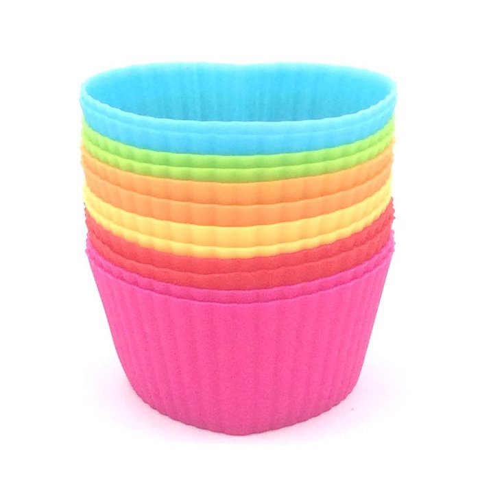 Silicone Baking Cups 12 Cupcake Muffin Liners Kids Bento Lunchbox 