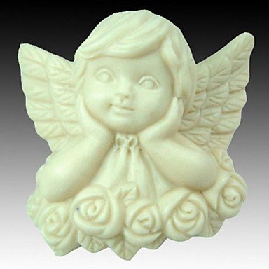 Sher Thinking Angel Rose Flower Shaped Fondant Cake Chocolate Silicone Mold Cake Decoration Tools,L7.4cmW7.2cmH3.7cm