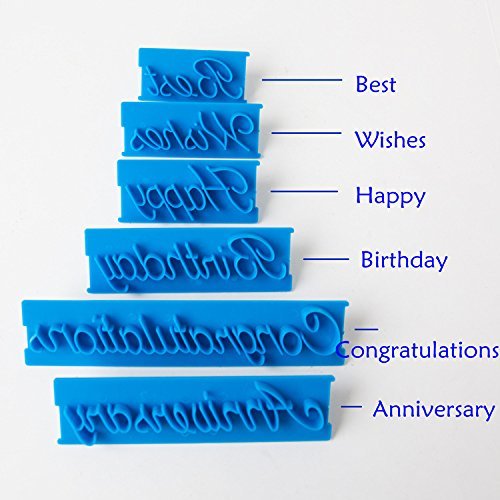 Anyana 6pcs set Happy Birthday & Best Wishes & Congratulations & Anniversary Plastic Cookie Cutter Cake Mould... N4