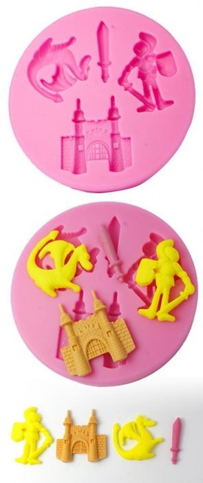FOUR-C Silicone Cupcake Embossing Mold Warrior Sugarpaste Mould Color Pink