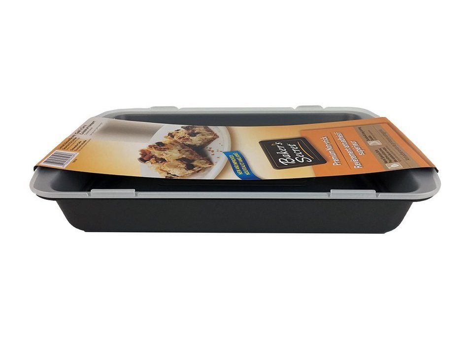 3 Pack of Baker's Secret Premium Nonstick 13"x9 " Cook 'N Carry Cake Pan with Lid N3