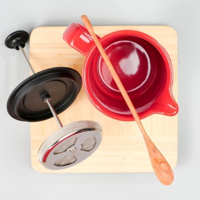 Ceramic French Press Coffee Press + Bonus Wooden Spoon (Carrot, 32 oz) N24