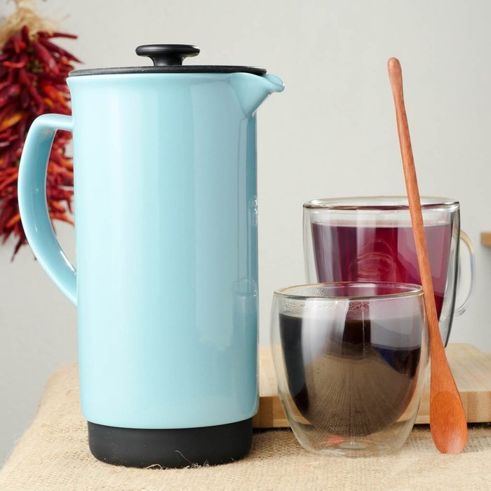 Ceramic French Press Coffee Press + Bonus Wooden Spoon (Carrot, 32 oz) N26