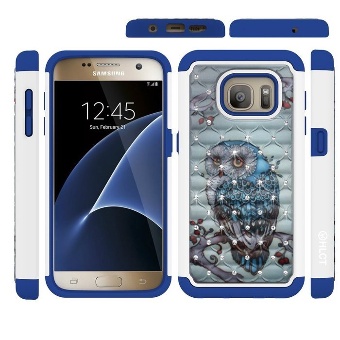 Galaxy S7 Case, HLCT Rugged Shock Proof Dual-Layer Case for Samsung Galaxy S7 (2016) (Owl Blue) N11