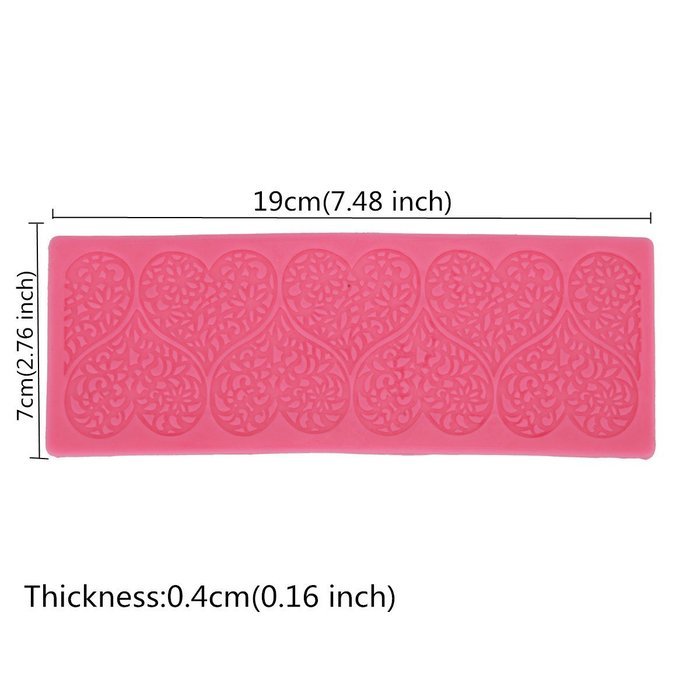 KookieMonsta 8 Heart Pattern Cake Decorating Mold Fondant Lace Mold Mat for Sugarcraft Decoration