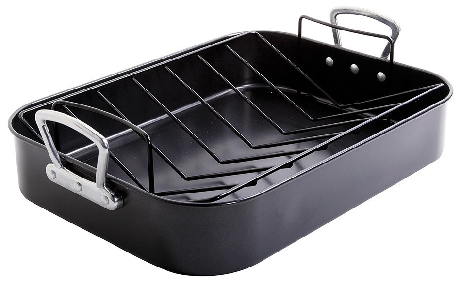 Gibson Home 89134.02 Broxton 2 Piece Non-Stick Turkey Roaster, Black N7