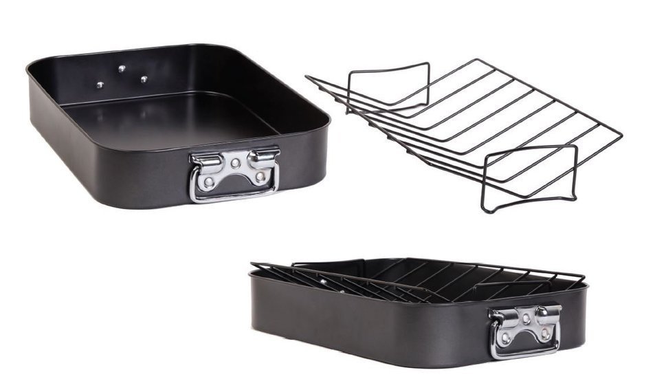 Gibson Home 89134.02 Broxton 2 Piece Non-Stick Turkey Roaster, Black N8