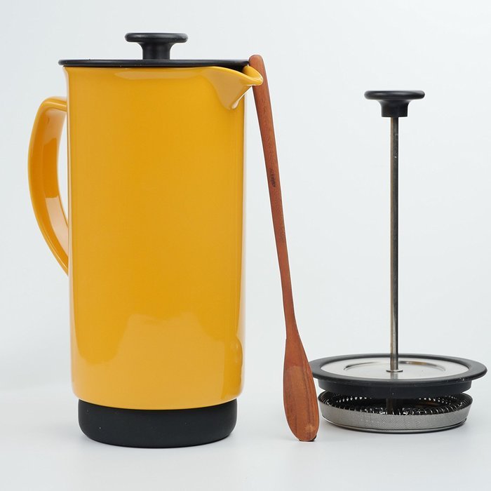 Ceramic French Press Coffee Press + Bonus Wooden Spoon (Carrot, 32 oz) N31