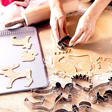 Y&XL&H Set of 6 Animal Pastry Cutter Xmass Deer Cookie Cake Maker N3