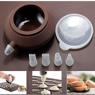 Sher Macaron Baking Decorating Pen Pastry Cream Cake Muffin 4 Nozzle Silicone Set N3