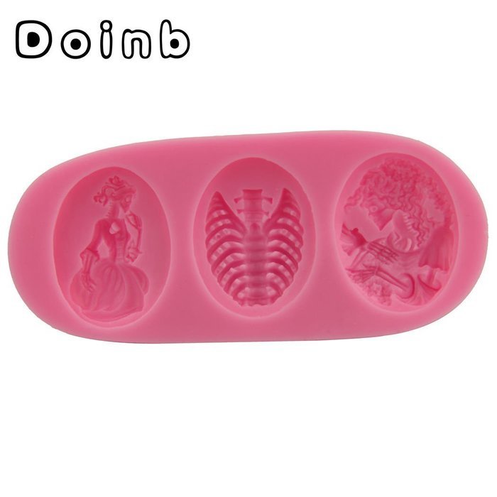 Doinb 7pcs/Set Halloween Skull Witch Candy Cake Pastry Fondant Silicone Molds GJM-9100 N3
