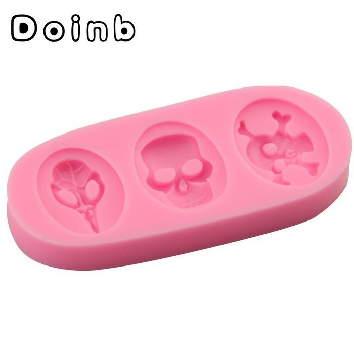 Doinb 7pcs/Set Halloween Skull Witch Candy Cake Pastry Fondant Silicone Molds GJM-9100 N4