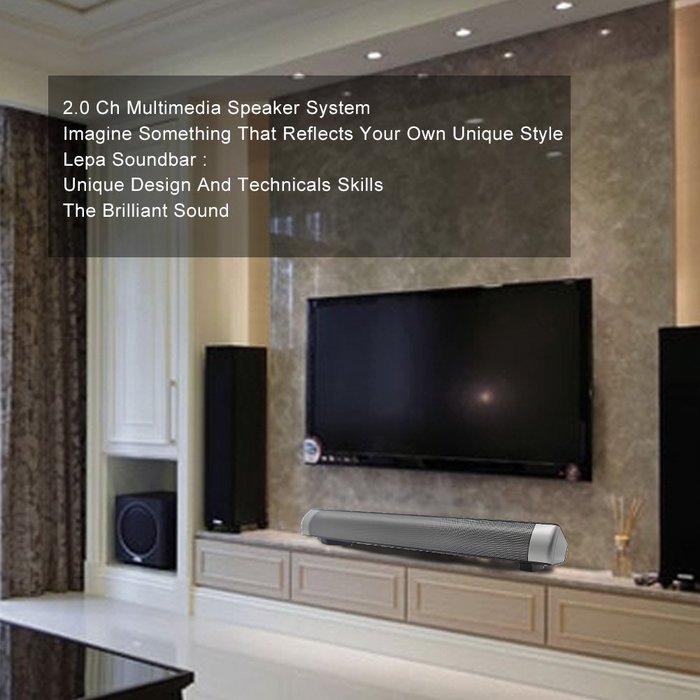 Wireless Sound Bar Bluetooth Speaker, Support TF card, 15.7in (Silver) N9