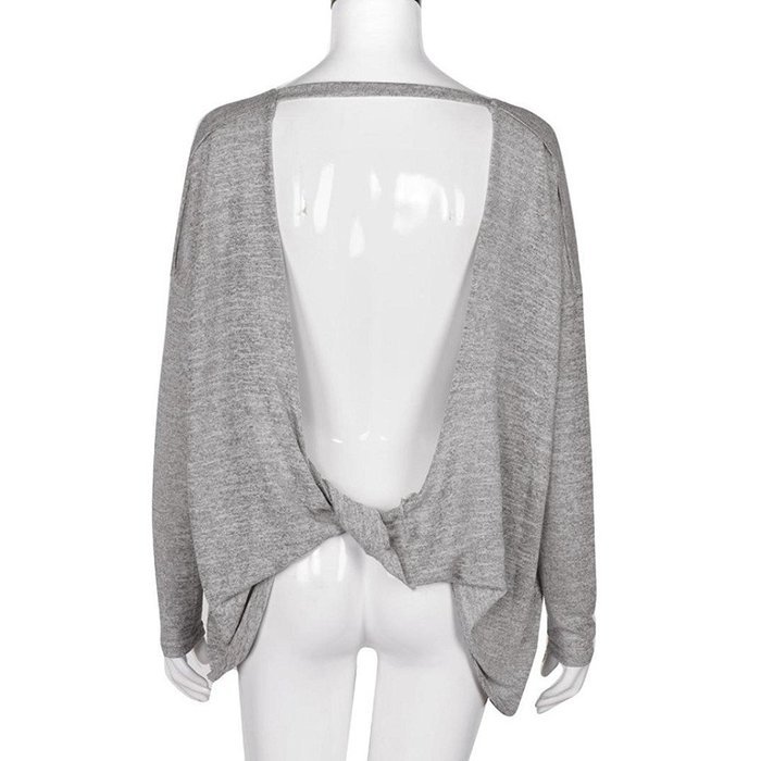 Backless Blouse,Morecome Women Loose Backless Long Sleeve Blouse Casual Vest Tops N6
