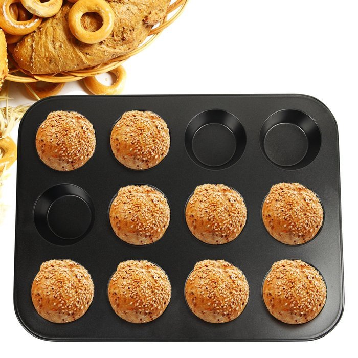 Yilove Non Stick 12 Cup Muffin Cupcake Pan (Black) N21