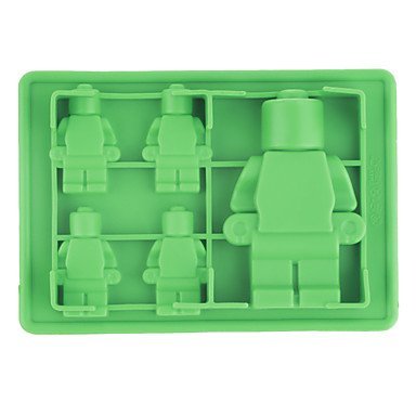 Sher (Random color)1Pc Silicone Candy & Ice Cube Trays Building Bricks and Little Man Robot Bar Mold Shapes N3
