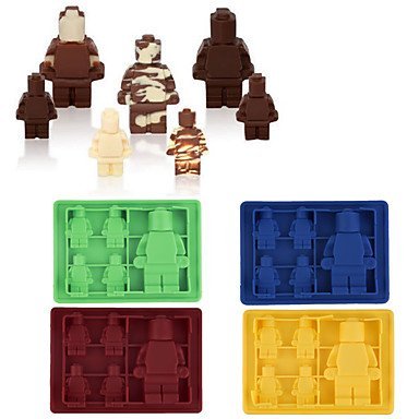 Sher (Random color)1Pc Silicone Candy & Ice Cube Trays Building Bricks and Little Man Robot Bar Mold Shapes N4