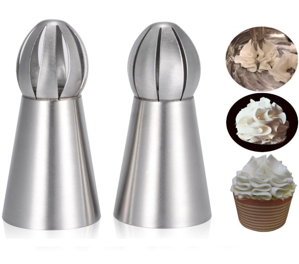 KOOTIPS 6Pcs Sphere Ball Tips and 7pcs Bobbi Skirt Icing Tips Icing Piping Nozzles Tips Pastry Cake Fondant Cupcake N2