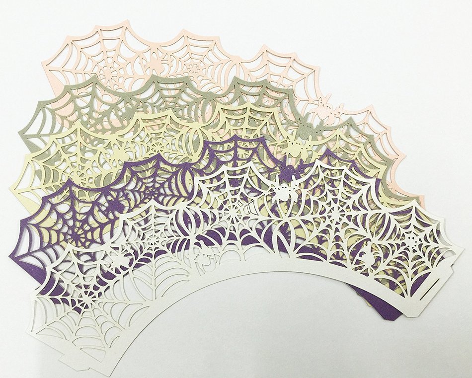 HUAL Cupcake Wrappers 50 Filigree Artistic Bake Cake Paper Cups Spider silk Lace Laser Cut Liner Baking Cup Muffin... N5