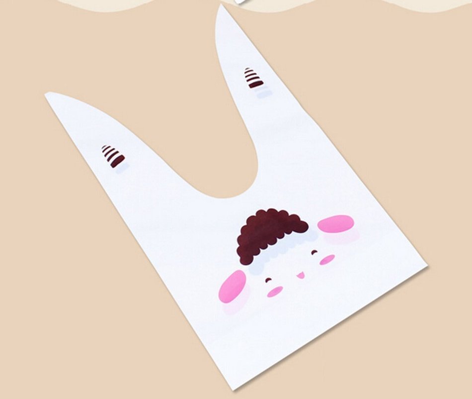 QTMY 60pcs Plastic Cute Rabbit Ear Food Package Cookie Candy Bags for Party Favors Supplies N2