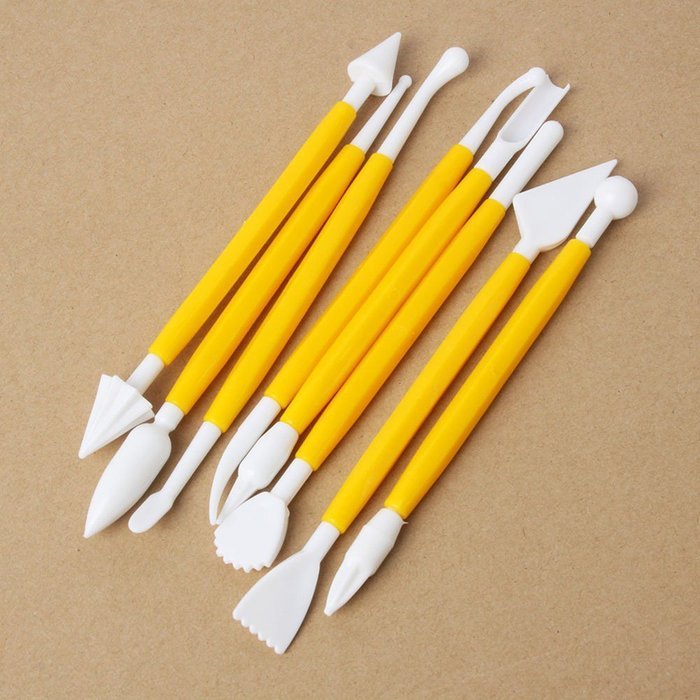 8 Pcs Sugar craft Fondant Cake Decorating Modelling Tools Kit (Yellow) N10