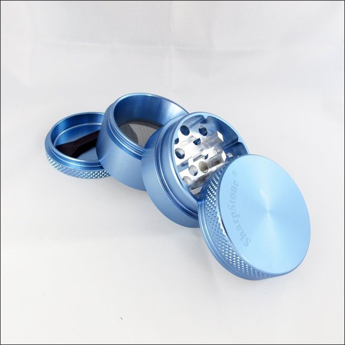 Sharp Stone Official Authentic Small 4 Piece Grinder Hard Top 1.5 Inches Blue + Free Performance Technology Wrist... N5