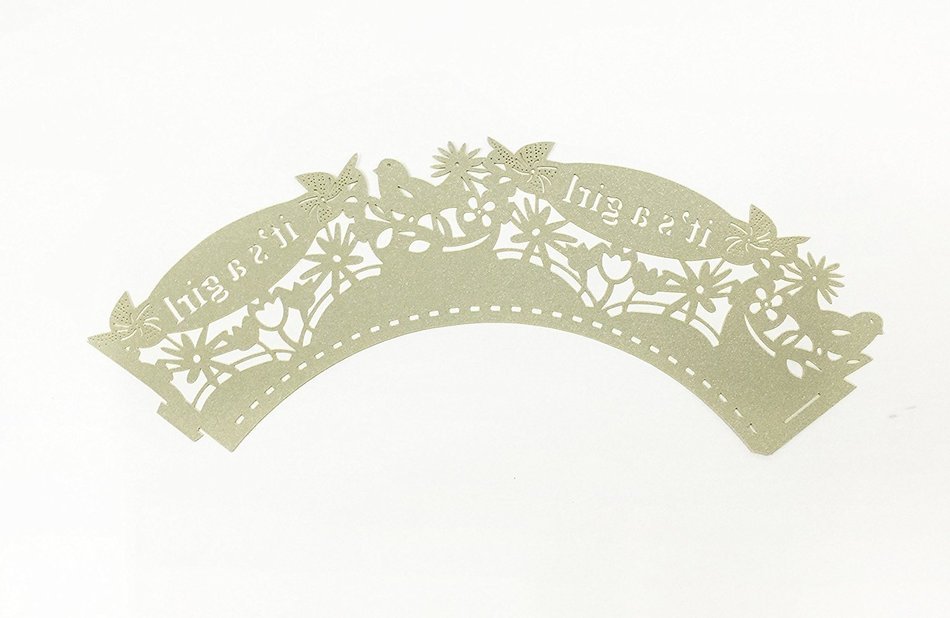 HUAL Cupcake Wrappers 50 Filigree Artistic Bake Cake Paper Cups it's a girl Lace Laser Cut Liner Baking Cup Muffin... N6