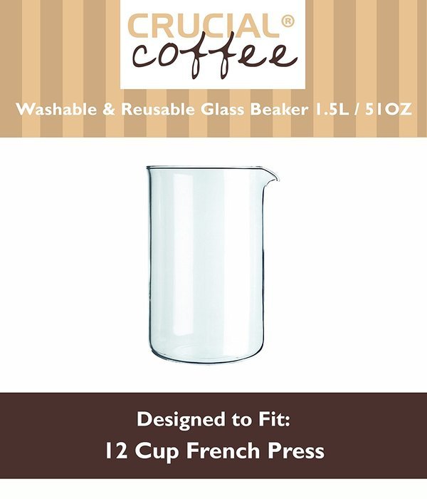 12 Cup (51 OZ) Universal Washable & Reusable Replacement French Press Glass Beaker Fits Bodum & 12 Cup French... N2