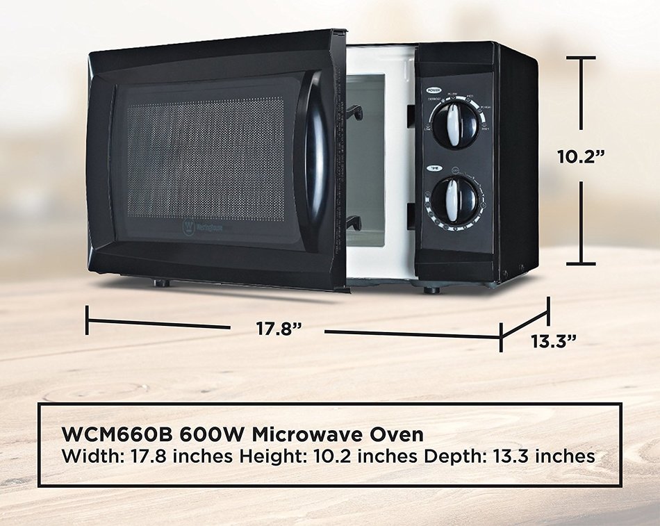 Westinghouse WCM660W 600 Watt Counter Top Microwave Oven, 0.6 Cubic Feet, White N7