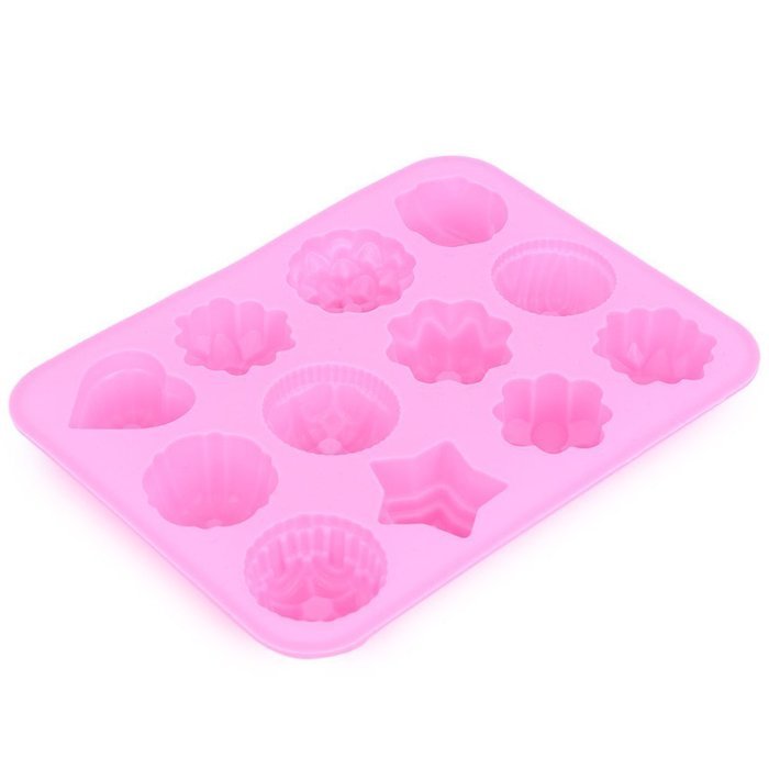 YUFENG Kitchen Muffin Cake Bakeware 12 Flowers Silicone Rubber Baking Mold N2