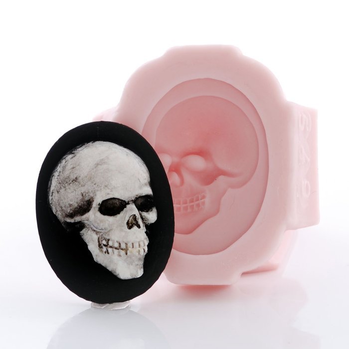 Gothic Skull Cameo Silicone Mold Food Safe Fondant, Chocolate, Candy, Resin, Polymer Clay, Jewelry, Craft Mold N7