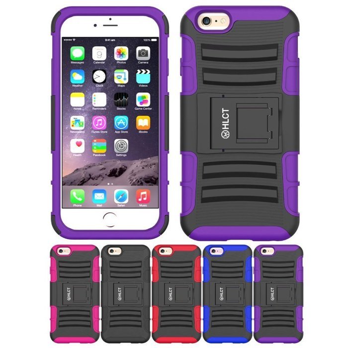 iPhone 6s Case, HLCT Rugged Shock Proof Dual-Layer Case with Built-In Kickstand for iPhone 6s / 6 4.7 Inch (Blue) N30