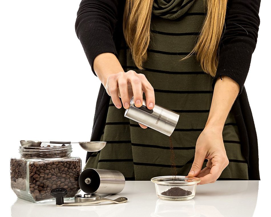 Premium Manual Coffee Grinder | High Quality Adjustable Ceramic Burr | Professional Stainless Steel | Hand Crank... N6