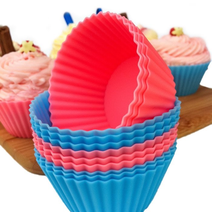 Silicone Baking Cup Molds - Pastel Baby Blue and Pink - By Siliconesky - !10 Recipe Ebook Included! Quality Silicone... N7