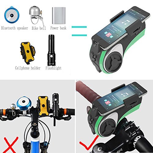 5 in 1 Water Resistant Bluetooth Speaker -Flashlight -Power Bank -Phone Mount -Ringbell Make Your Cycling Easier N6